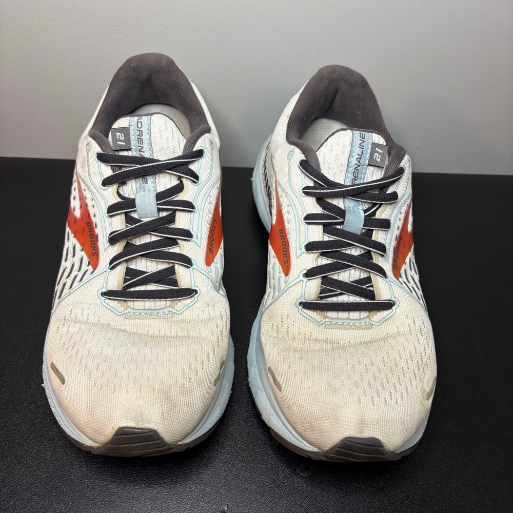 Brooks Adrenaline GTS 21 Running Sneakers Womens Size 8 White Blue Gray - Picture 2 of 9